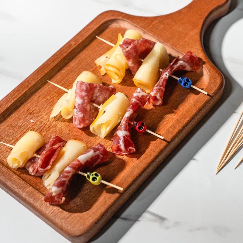 PuTwo Cocktail Picks Handmade Bamboo Toothpicks 100ct 4.7" in Multicolor Skulls - Image 5